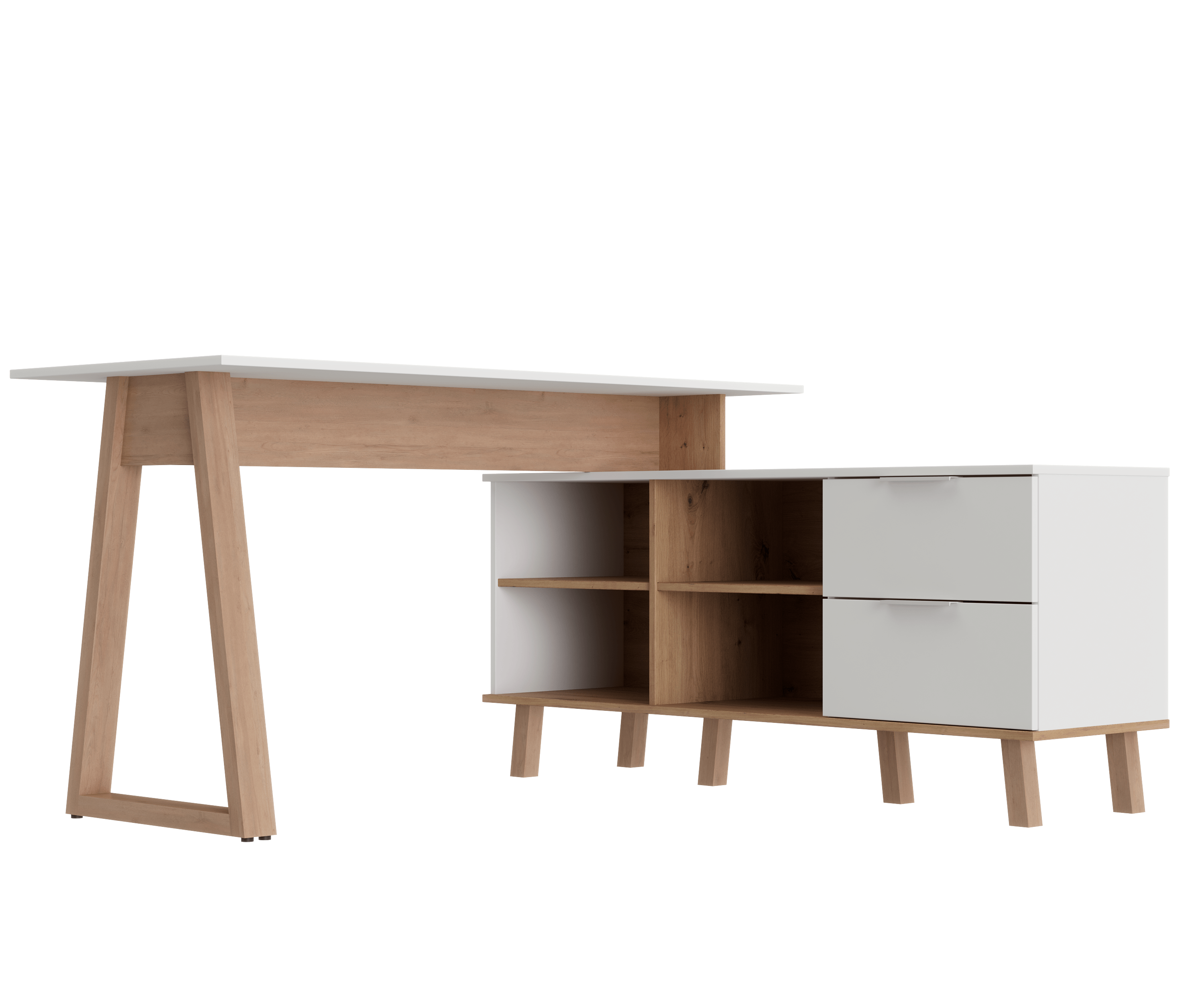 Стол письменный угловой "Флоро" ИВ-123.02.00 Дуб Онтарио/Белый_2579